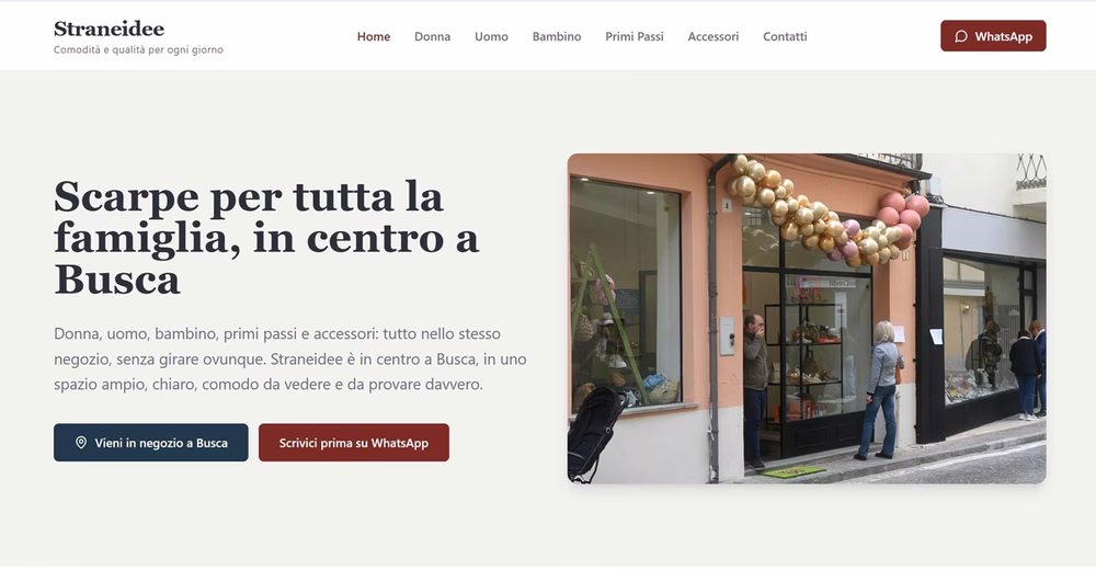 Straneidee Calzature — sito web Busca realizzato da Getaweb