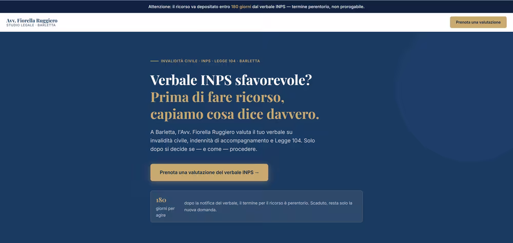 Avv. Fiorella Ruggiero — Studio legale previdenziale · Barletta (BT), sito realizzato da Getaweb